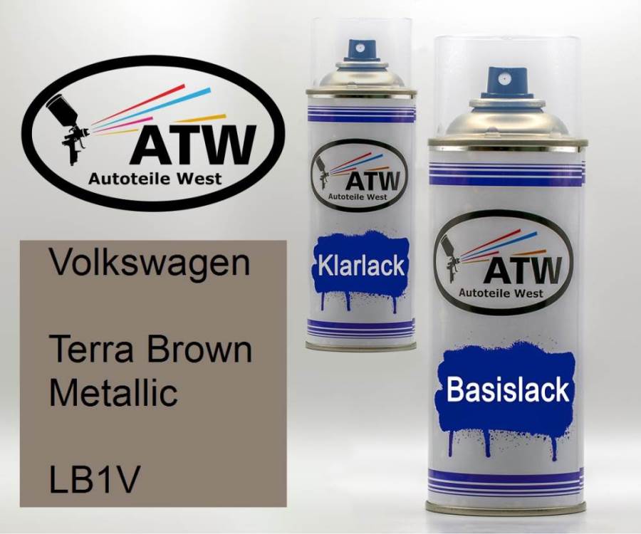 Volkswagen, Terra Brown Metallic, LB1V: 400ml Sprühdose + 400ml Klarlack - Set, von ATW Autoteile West.